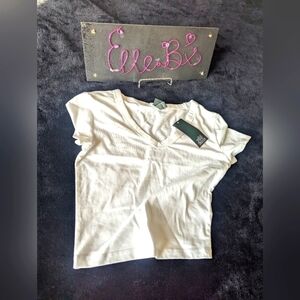 NWT Wild Fable White V Neck Crop Tee XXS